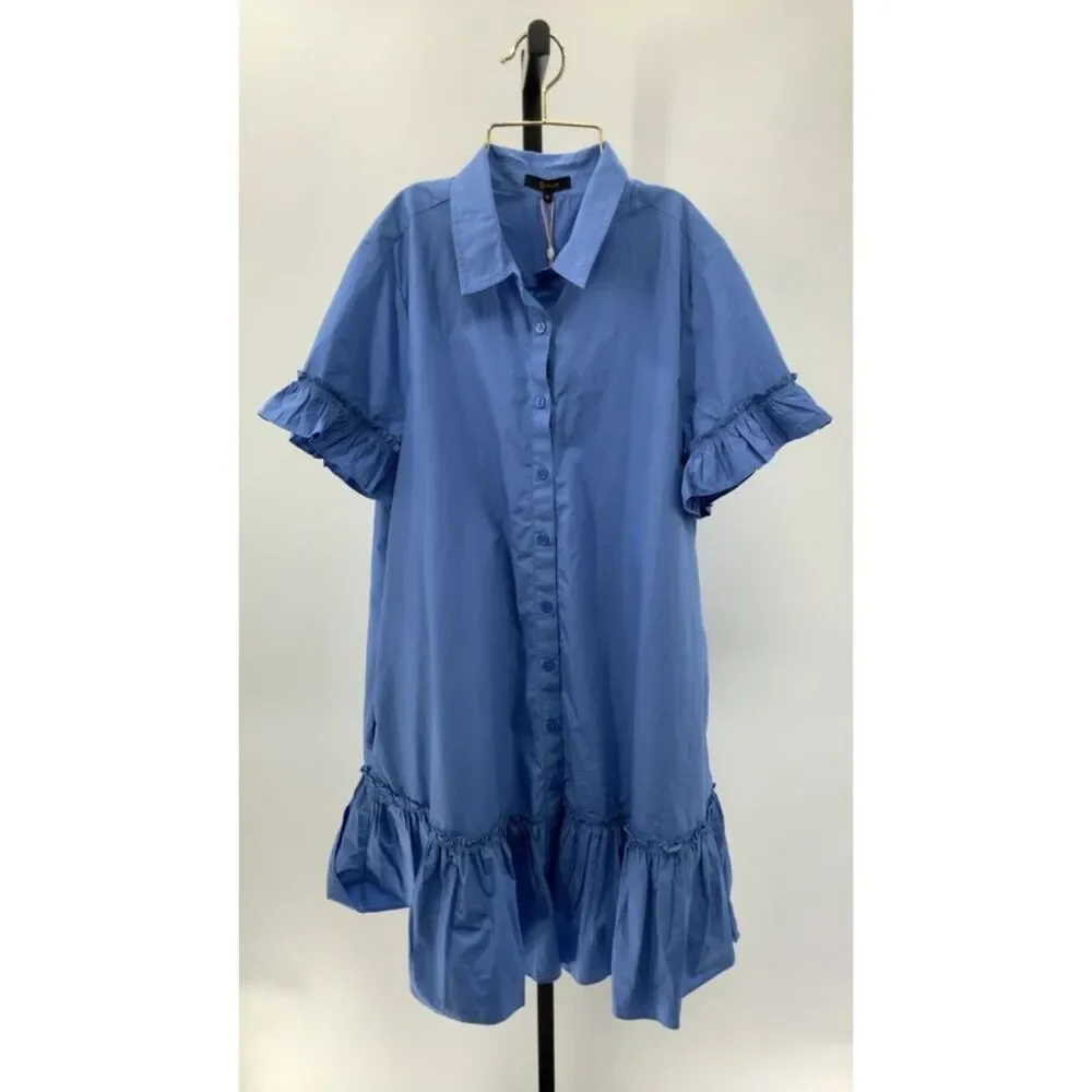 Quince Blue Ruffle Hem Dress - Picture 1 of 2